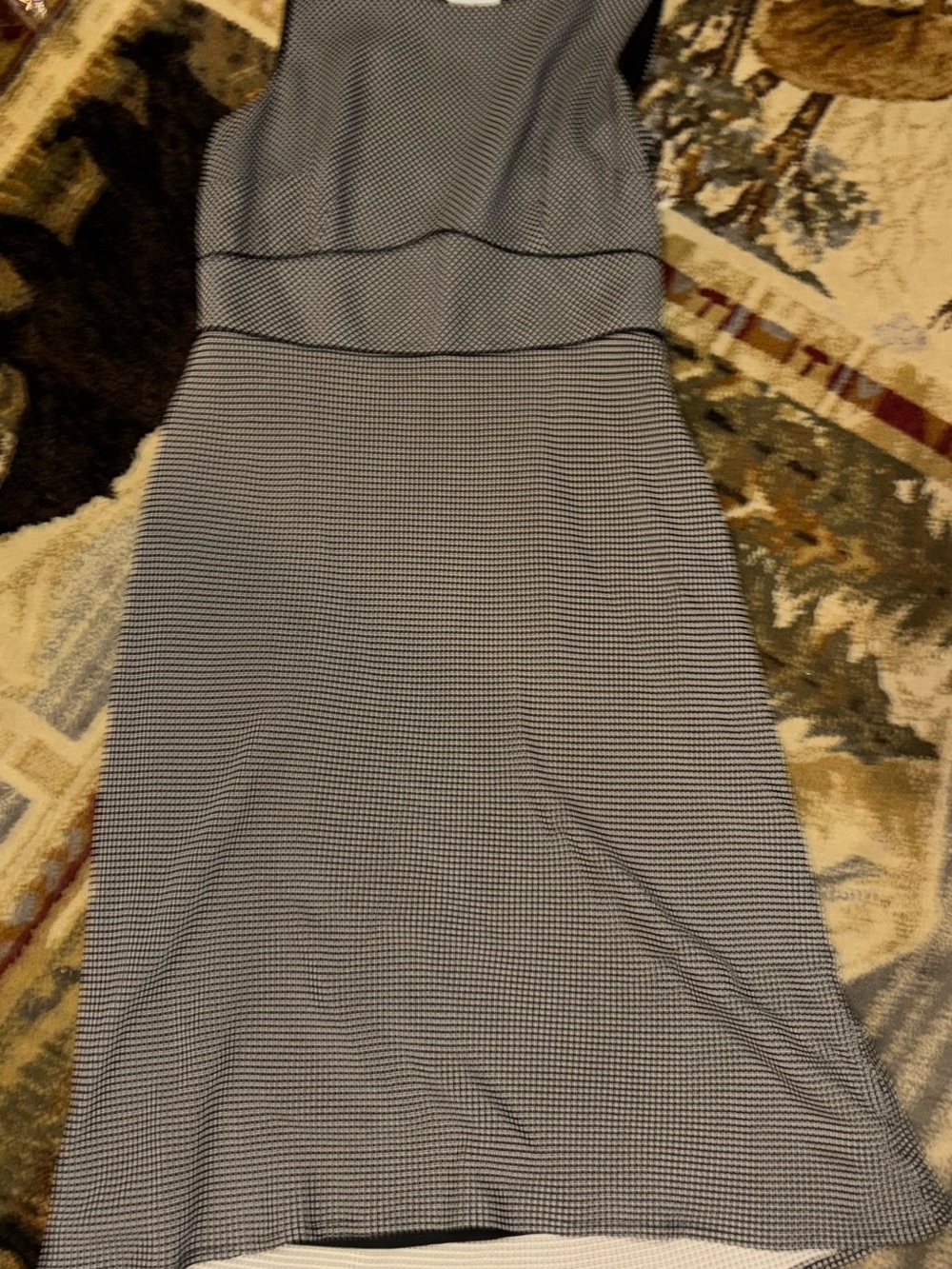 LOFT Black and White Micro-Check Sheath Dress